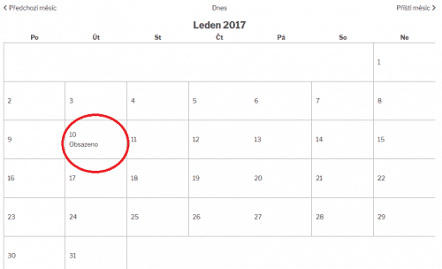 Kalendář s přehledem termínů a obsazenosti kurzů