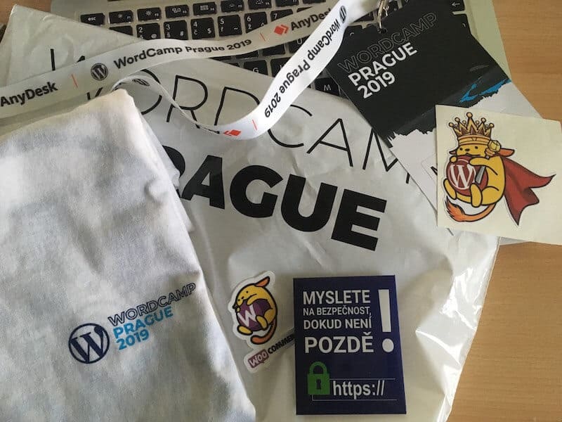 WordCamp Praha 2019 merchandising