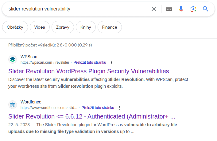 google příklad zranitelnosti