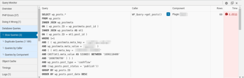 Query monitor Query monitor