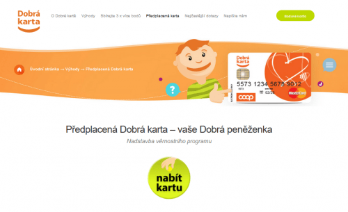 Web pro využití věrnostní karty 3 Možnost předplacení karty