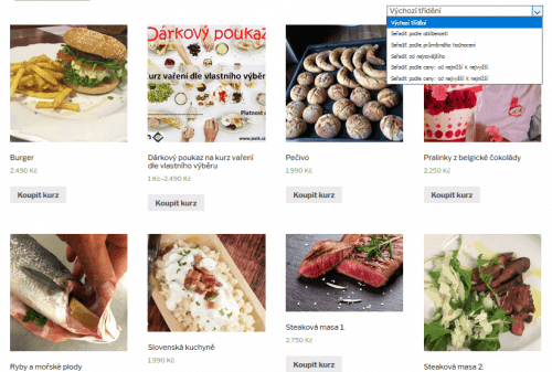 Kurzy vaření v e-shopu šéfkuchaře 1 Nabídka kurzů vaření s možností třídění