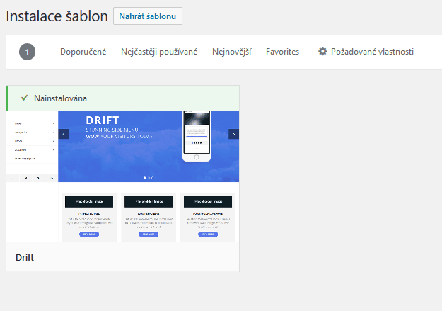 Šablona Drift 1 Instalace šablony Drift