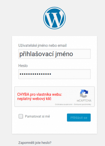Projects 4 recaptcha blokuje přihlášení