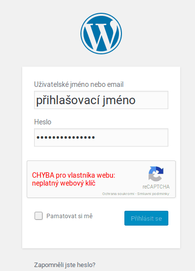 Zablokovaný přístup do webu, špatně nastavená captcha 1 recaptcha blokuje přihlášení
