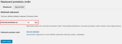 Délka uchovávání záznamů