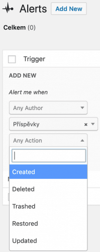 Nastavení vytváření příspěvků k notifikaci