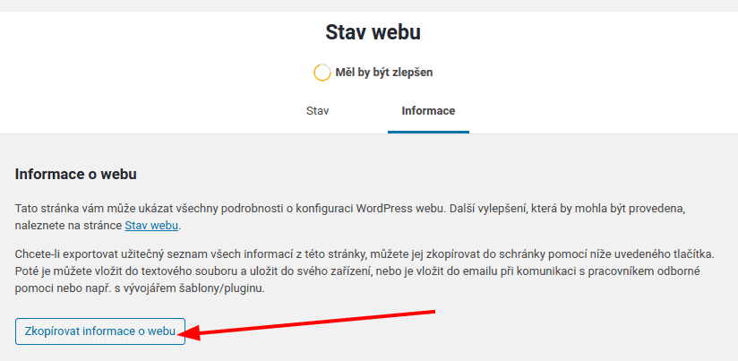 Zdraví webu 2 stav webu informace