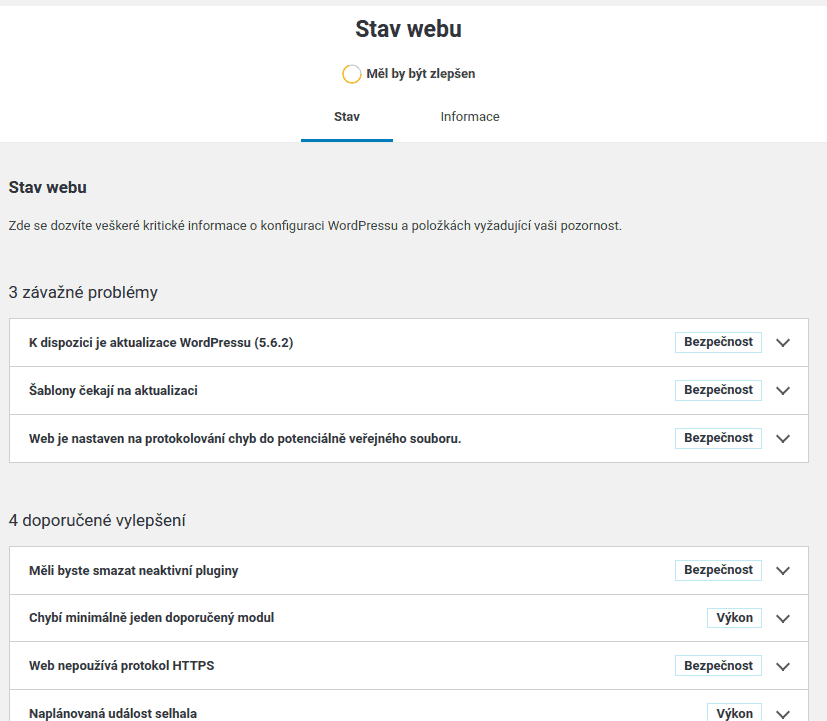 Tento web v kondici není