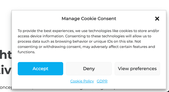 Nastavení cookies a GDPR pro US trh 2 Compliaz banner pro nastavení ukládání cookies