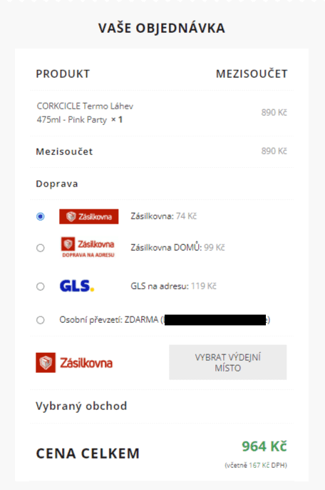 Úpravy pokladny a košíku ve WooCommerce 2 Doprava