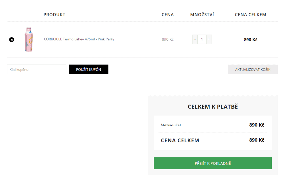 Úpravy pokladny a košíku ve WooCommerce 1 Mezisoučet košíku