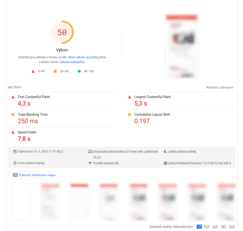 První část měření Google PSI
