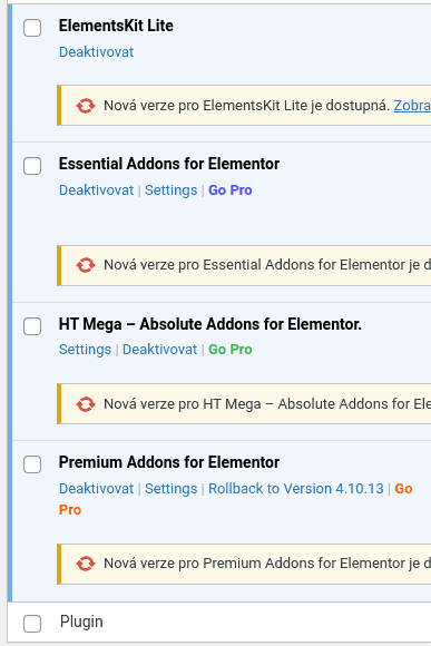 Proč je WordPress backend pomalý 1 Mnoho doplňků pro Elementor