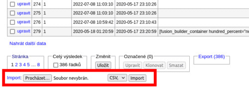Import dat do databáze v Admineru