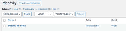 Článek publikovaný přes REST API