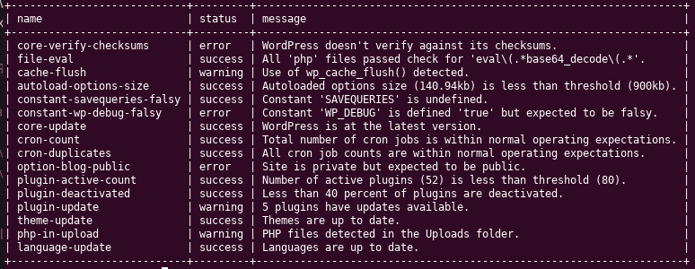 WP-CLI 2 Kontrola doktora WordPressu
