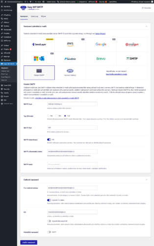 nastavení odesílání e-mailů v pluginu Easy WP SMTP