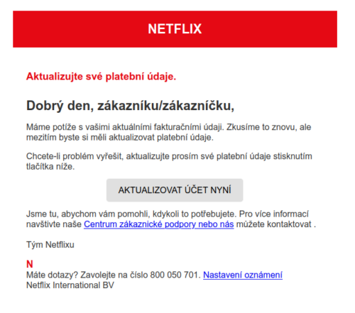 Falešný mail z falešného Netflixu