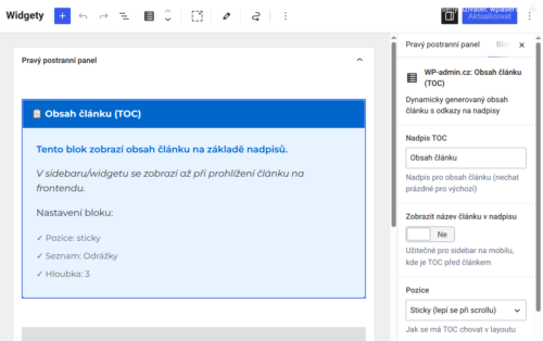 můj plugin pro table of contents