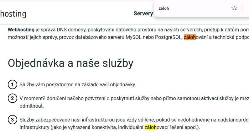 Málo informací ve VOP o zálohování
